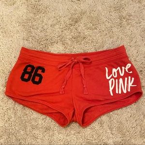 Victoria Secret PINK Dark Coral Varsity Shorts